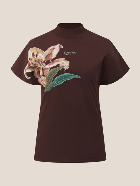 Женская футболка GUESS SL MOCK NK LILY TEE, Артикул W5BI16I3Z14, винный | 4993949. Ракурс 6