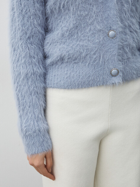 Женский кардиган GUESS LS VN KINAKO FUZZY CARDIGAN, Артикул W5BR0DZ3BH0, голубой | 4994002. Ракурс 3