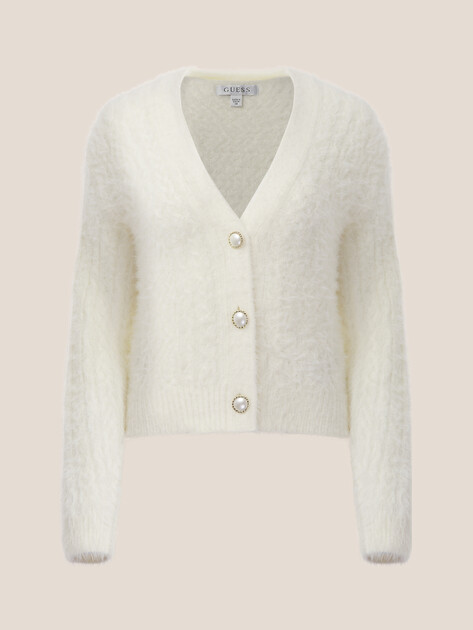 Женский кардиган GUESS LS VN KINAKO FUZZY CARDIGAN, Артикул W5BR0DZ3BH0, белый | 4994009. Ракурс 6
