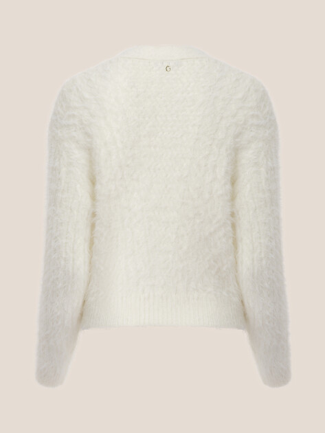 Женский кардиган GUESS LS VN KINAKO FUZZY CARDIGAN, Артикул W5BR0DZ3BH0, белый | 4994009. Ракурс 7