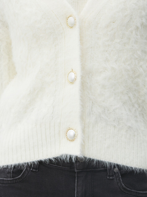 Женский кардиган GUESS LS VN KINAKO FUZZY CARDIGAN, Артикул W5BR0DZ3BH0, белый | 4994009. Ракурс 3