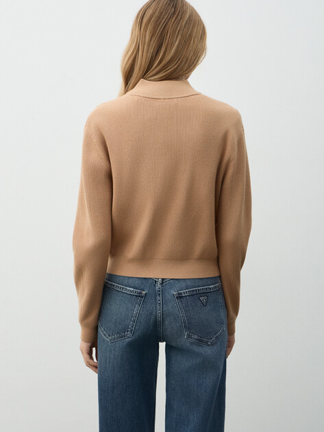 Женский джемпер GUESS LS HALF ZIP HARLEY SWTR, Артикул W5BR29Z0572, коричневый | 4994148. Ракурс 4