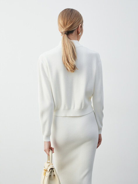 Женский джемпер GUESS LS HALF ZIP HARLEY SWTR, Артикул W5BR29Z0572, белый | 4994183. Ракурс 4