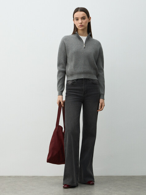 Женский джемпер GUESS LS HALF ZIP HARLEY SWTR, Артикул W5BR29Z0572, серый | 4994188. Ракурс 2