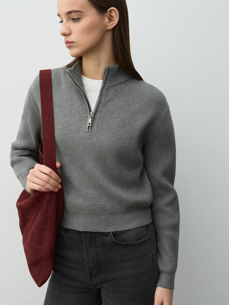 Женский джемпер GUESS LS HALF ZIP HARLEY SWTR, Артикул W5BR29Z0572, серый | 4994188. Ракурс 5