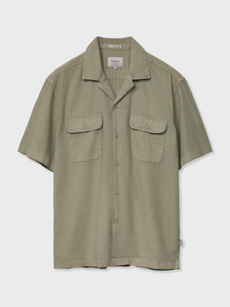 Мужская рубашка PEPE JEANS PAULO, Артикул PM3091196, приглушенно-зеленый | 4995190. Ракурс 6