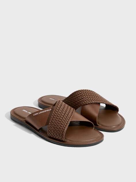 Мужские шлепанцы KARL LAGERFELD KASTOR IV Kross Strap Sandal, Артикул KL70214C, коричневый | 4996462. Ракурс 2