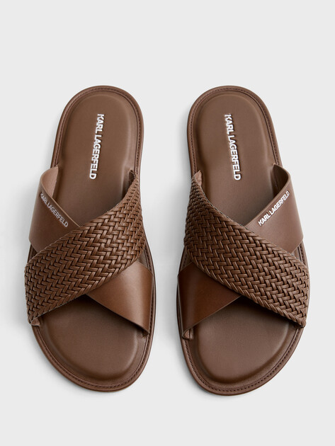 Мужские шлепанцы KARL LAGERFELD KASTOR IV Kross Strap Sandal, Артикул KL70214C, коричневый | 4996462. Ракурс 4