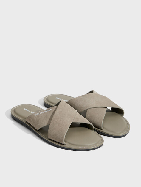 Мужские шлепанцы KARL LAGERFELD KASTOR IV Kross Strap Sandal, Артикул KL70213C, светлый хаки | 4996472. Ракурс 2