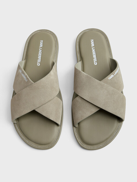 Мужские шлепанцы KARL LAGERFELD KASTOR IV Kross Strap Sandal, Артикул KL70213C, светлый хаки | 4996472. Ракурс 4