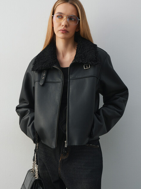 Женская дубленка  MAISON DAVID, Артикул NEVA_DF, черный | 4997076. Ракурс 5