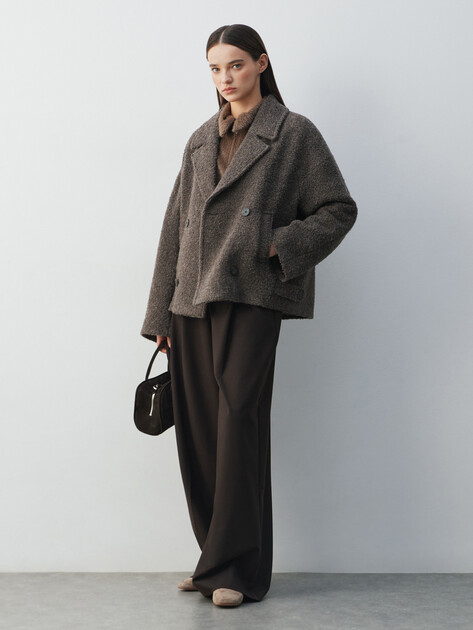 Женское полупальто MAISON DAVID, Артикул LILOU_14306, серо-коричневый | 4997684. Ракурс 2