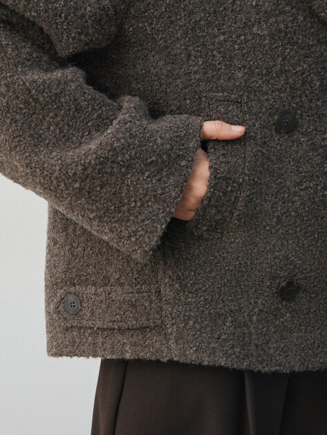 Женское полупальто MAISON DAVID, Артикул LILOU_14306, серо-коричневый | 4997684. Ракурс 3