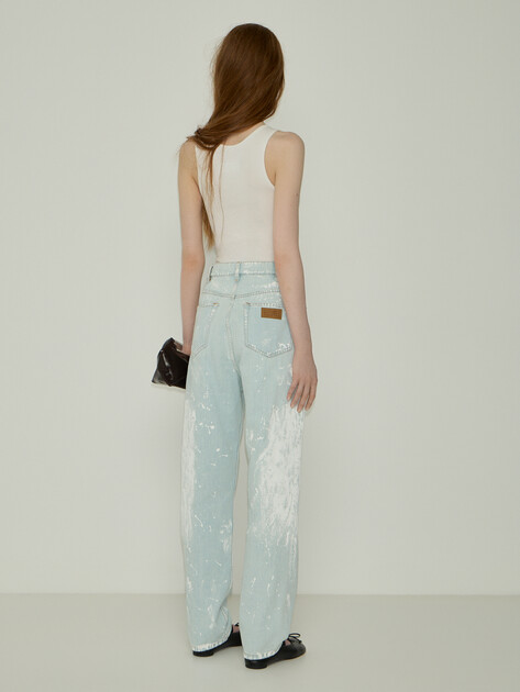 Женские прямые джинсы  MM6 MAISON MARGIELA, Артикул S62LB0219, голубой | 4997706. Ракурс 3