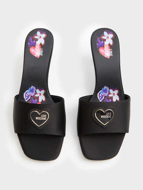 Женские мюли LOVE MOSCHINO ENAMELED HEART, Артикул JA28215G, черный | 5006001. Ракурс 4