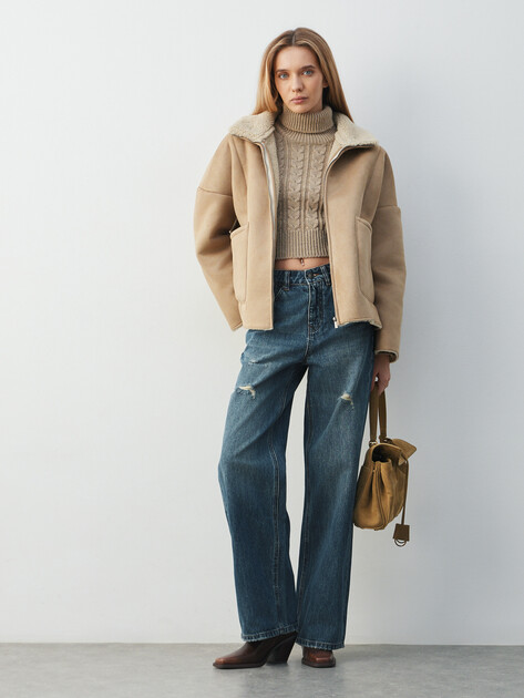 Женская дубленка  MAISON DAVID, Артикул ODRI_SDF_WS, темно-бежевый | 5006083. Ракурс 2