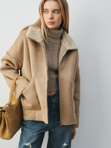 Женская дубленка  MAISON DAVID, Артикул ODRI_SDF_WS, темно-бежевый | 5006083. Ракурс 5