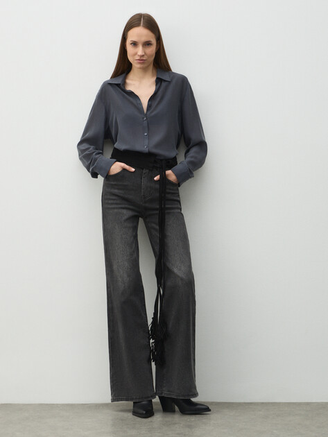 Женские широкие джинсы MAISON DAVID, Артикул SH-14, серый | 5010628. Ракурс 2 Женские широкие джинсы MAISON DAVID, Артикул SH-14, серый | 5010628. Ракурс 2