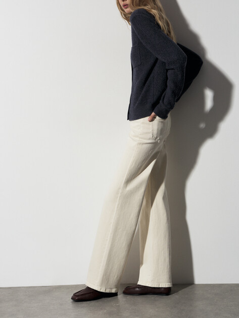Женские широкие джинсы  MAISON DAVID, Артикул SH-14, молочный | 5010635. Ракурс 5