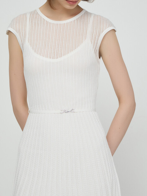 Женское платье KARL LAGERFELD knit day dress, Артикул B2W13006, белый | 5011004. Ракурс 3