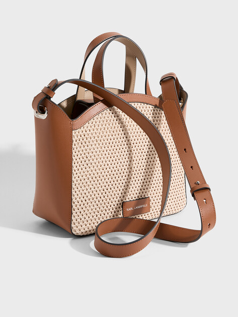 Женский тоут KARL LAGERFELD k/circle sm tote raffia mesh, Артикул B2W30019, светло-бежевый | 5012940. Ракурс 3
