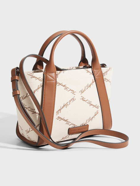 Женский тоут KARL LAGERFELD k/ville sm tote emb canvas, Артикул B2W30248, светло-бежевый | 5013710. Ракурс 3