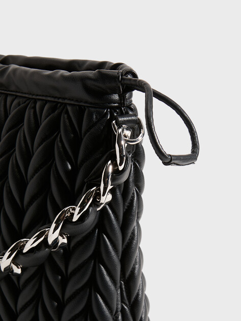 Женская сумка KARL LAGERFELD k/weave md drawstr shb chain, Артикул B2W30033, черный | 5013766. Ракурс 2 Женская сумка KARL LAGERFELD k/weave md drawstr shb chain, Артикул B2W30033, черный | 5013766. Ракурс 2