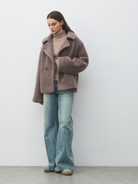 Женское полупальто тедди MAISON DAVID, Артикул KIRA_TEDDY 05, коричнево-серый | 5016267. Ракурс 2 Женское полупальто тедди MAISON DAVID, Артикул KIRA_TEDDY 05, коричнево-серый | 5016267. Ракурс 2