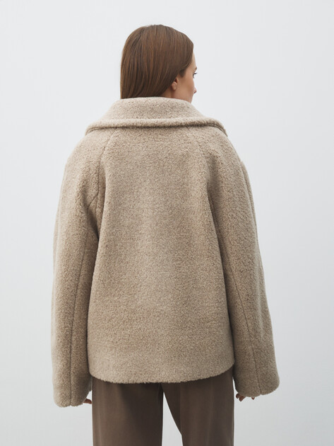 Женское полупальто тедди MAISON DAVID, Артикул KIRA_TEDDY 05, серо-бежевый | 5016274. Ракурс 4