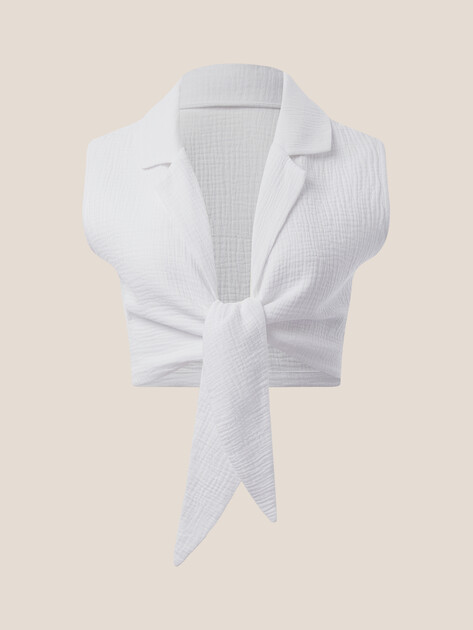 Топ из муслина MAISON DAVID, Артикул BLN928-1, белый | 5016935. Ракурс 6