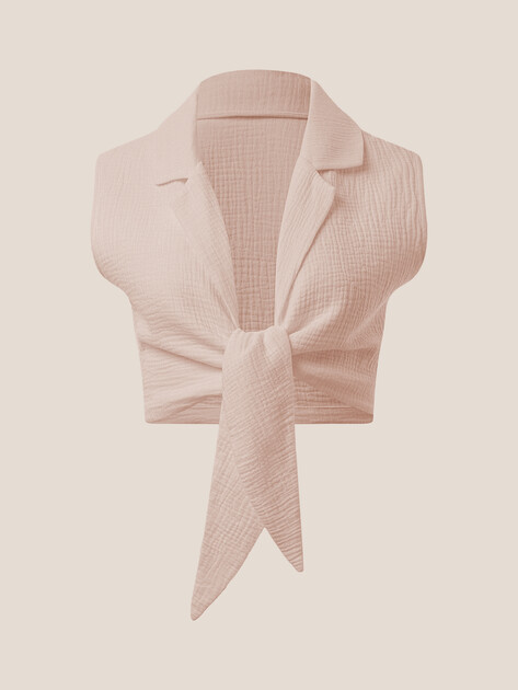 Топ из муслина MAISON DAVID, Артикул BLN928-1, светло-бежевый | 5016970. Ракурс 6