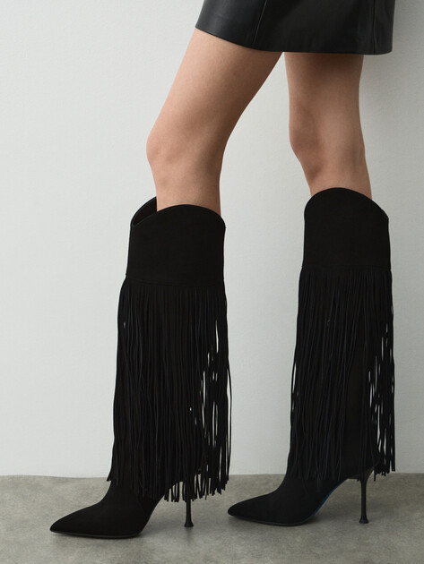 Женские сапоги LORIBLU STIVALE TUBO FRANGE GAMB. ARCATO, Артикул YBSP18, черный | 5016971. Ракурс 7