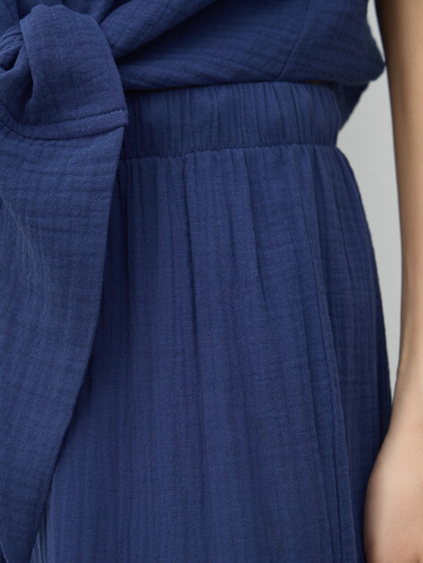 Женские широкие брюки из муслина MAISON DAVID, Артикул BLN920, сапфировый | 5017081. Ракурс 3