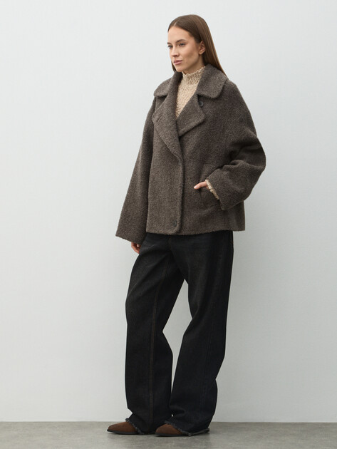 Женское полупальто MAISON DAVID, Артикул MATILDA_14306, серо-коричневый | 5025069. Ракурс 2