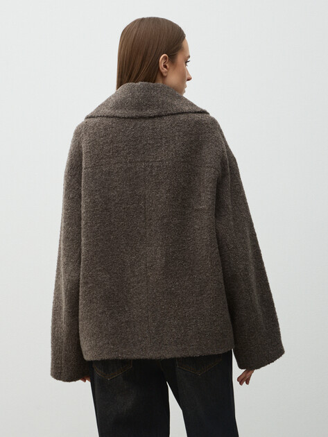 Женское полупальто MAISON DAVID, Артикул MATILDA_14306, серо-коричневый | 5025069. Ракурс 4