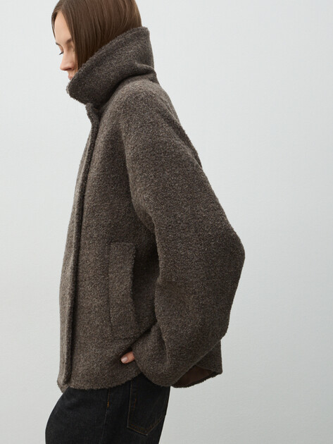 Женское полупальто MAISON DAVID, Артикул MATILDA_14306, серо-коричневый | 5025069. Ракурс 5