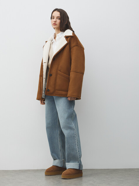 Женская дубленка  MAISON DAVID, Артикул GIGI_SDF_WS, светло-коричневый | 5033912. Ракурс 2