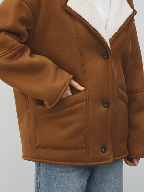 Женская дубленка  MAISON DAVID, Артикул GIGI_SDF_WS, светло-коричневый | 5033912. Ракурс 3