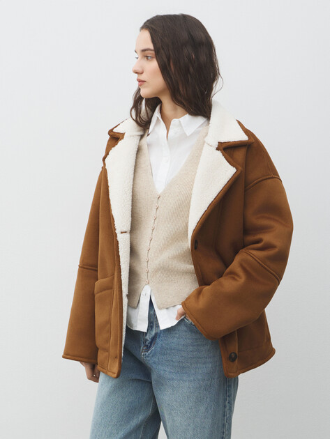 Женская дубленка  MAISON DAVID, Артикул GIGI_SDF_WS, светло-коричневый | 5033912. Ракурс 5