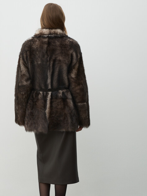 Женская двусторонняя шуба MAISON DAVID, Артикул ELA_TSC, коричнево-серый | 5042362. Ракурс 6