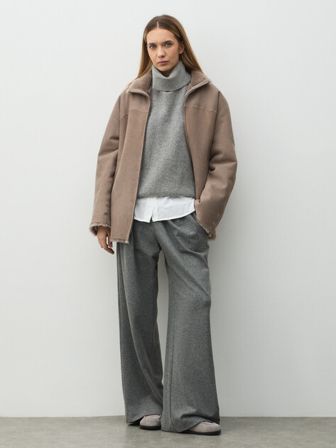 Женская дубленка  MAISON DAVID, Артикул LIZA_DF, пыльно-коричневый | 5046149. Ракурс 2