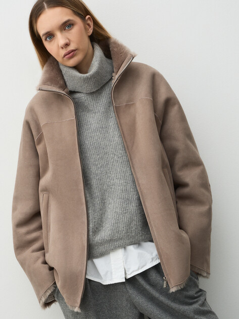 Женская дубленка  MAISON DAVID, Артикул LIZA_DF, пыльно-коричневый | 5046149. Ракурс 5