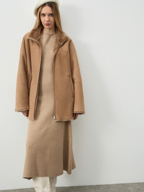 Женская дубленка  MAISON DAVID, Артикул LIZA_DF, бежево-коричневый | 5046156. Ракурс 5