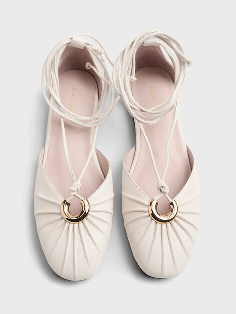Женские балетки COCCINELLE BALLERINA SMOOTH LEATHER, Артикул E4 U7S 19 01 01, молочно-белый | 5048579. Ракурс 4