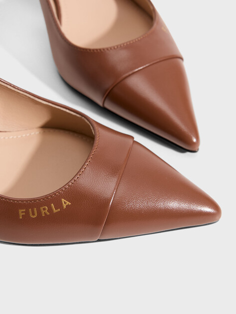 Женские туфли с открытой пяткой (слинг-бэк) FURLA ATELIER, Артикул YL35ATL, оранжево-коричневый | 5053818. Ракурс 3