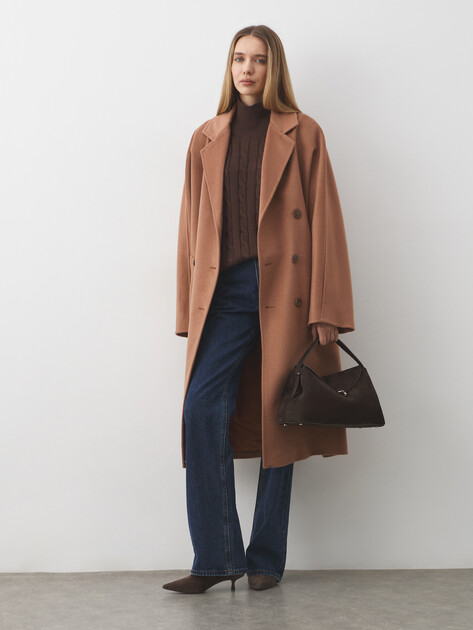 Женское пальто MAISON DAVID, Артикул JADE LONG_084_S, светло-коричневый | 5055976. Ракурс 2