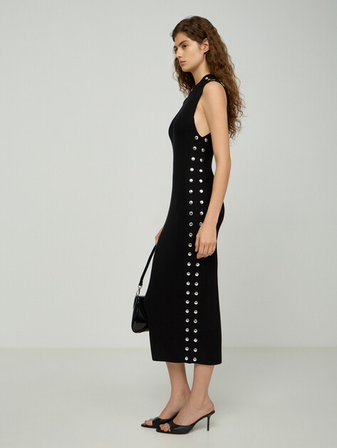 Женское платье KARL LAGERFELD stud detail dress, Артикул B3W13041, черный | 5060111. Ракурс 2