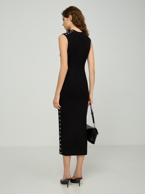 Женское платье KARL LAGERFELD stud detail dress, Артикул B3W13041, черный | 5060111. Ракурс 3