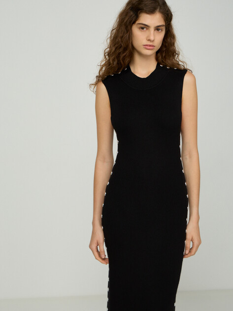Женское платье KARL LAGERFELD stud detail dress, Артикул B3W13041, черный | 5060111. Ракурс 4