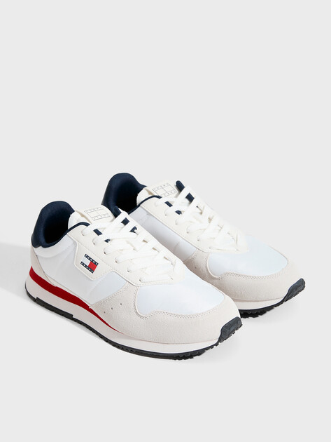 Мужские кроссовки TOMMY JEANS Mixed Texture Fine Cleat Trainers, Артикул EM0EM01649, белый | 5063893. Ракурс 2